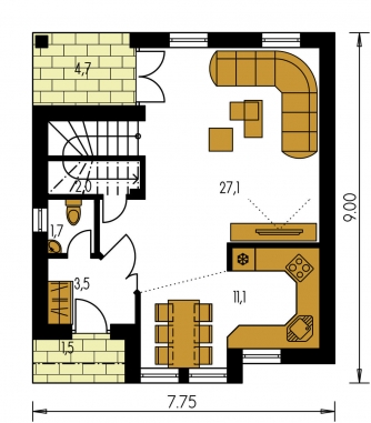 Floor plan of ground floor - KOMPAKT 44